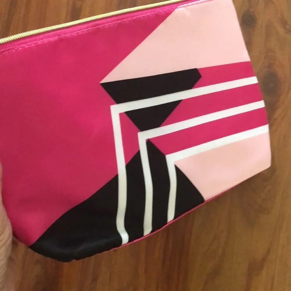 NEW Lancôme Pink and black satin make up bag
